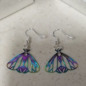 Handmade Iridescent Moth Wing Earrings
